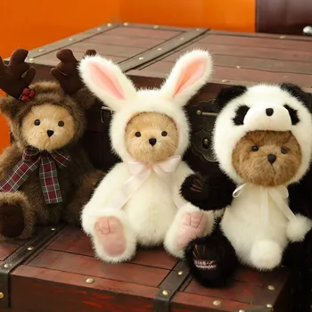 ładny retro Panda miś pluszowe zabawki miękkie, pluszowe wspólny Królik staje się misiem lalki zabawki dla dzieci urodziny, prezent na boże Narodzenie