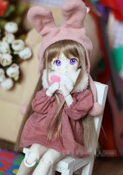 Ładny różowy królik strój komplet (4 sztuki) dla lalki BJD 1/6 YOSD 1/4 doll odzież CW16