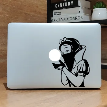 Śnieżnobiały księżniczka z maską laptopa naklejka dla Macbook naklejka 16