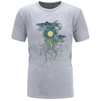 Świetny balans koszulka mężczyźni astronauta Fischer Wszechświat koszulka kask życie morskie, ośmiornice druku t-shirt Meduza topy koszulki bawełna