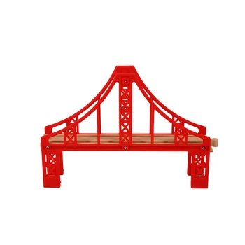 Świąteczne prezenty drewniany pociąg utwór kolejowe akcesoria drewniane utwór tylna czerwona tęcza most do przejazdu kolejowego zabawki