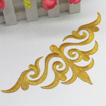 Żelazko na aplikacjach 5 sztuk złota haftowane pąki aplikacja złoto metalowe łaty 3D kwiatowy cosplay 21cm*9cm