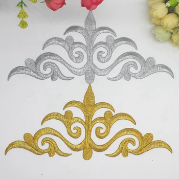 Żelazko na aplikacjach 5 sztuk złota haftowane pąki aplikacja złoto metalowe łaty 3D kwiatowy cosplay 21cm*9cm