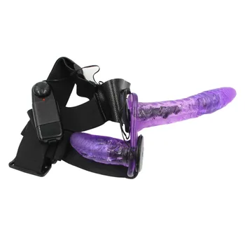 ŻÓŁTKO Multi-Speed Dual Double Big Dildo Vibrator Lesbian Strap on Adult Sex Toys for Woman Pochwa Strapon
