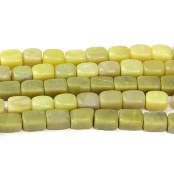 Атрей 11*14 mm naturalny cytrynowy jade kamienne koraliki żółto-zielony kwadrat luźne koraliki do wyrobu biżuterii handmade bransoletka naszyjnik