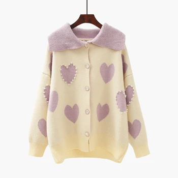 Бисерный sweter płaszcz gruby 2020 jesień i zima nowa luźna odzież leniwy wiatr sweter z dzianiny