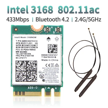 Двухдиапазонная bezprzewodowa 600 Mbit / s bezprzewodowa karta sieciowa Wifi, odbiornik Intel 3168 AC 3168NGW M. 2 NGFF 802.11 ac Wi-fi, Bluetooth 4.2 Card
