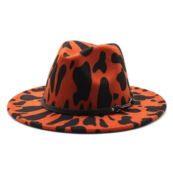 Леопардовые jazzowe kapelusz kowbojski kapelusz dla kobiet i mężczyzn Zimowa męska czapka biały czarny wełniany kapelusz hurtowych