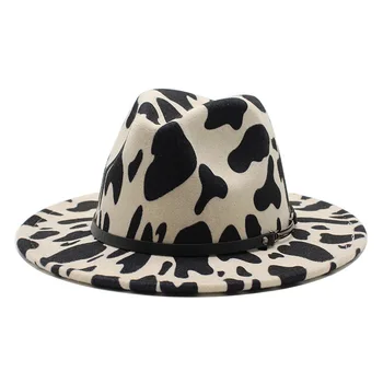 Леопардовые jazzowe kapelusz kowbojski kapelusz dla kobiet i mężczyzn Zimowa męska czapka biały czarny wełniany kapelusz hurtowych