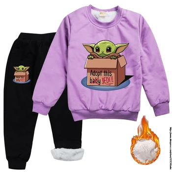 Мандалорианский dziecko jodu chłopiec aksamitna bluza + spodnie komplet ubrań dla dzieci bluzy Jersey Navidad dziecko dziewczyna boże Narodzenie odzież dziecięca