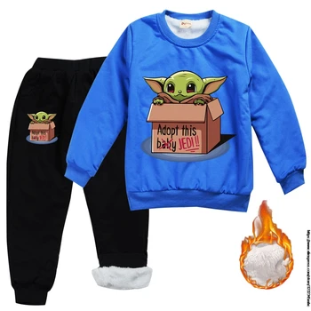 Мандалорианский dziecko jodu chłopiec aksamitna bluza + spodnie komplet ubrań dla dzieci bluzy Jersey Navidad dziecko dziewczyna boże Narodzenie odzież dziecięca