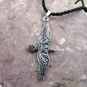 Санлан Viking węzeł Kruk wisiorek przewód latający kruk Odyna naszyjnik korona ptak talizman amulet biżuteria